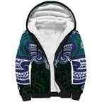Custom New Zealand Warriors Sherpa Hoodie Maori Warrior Polynesia Islander Rugby Mascot