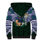 Custom New Zealand Warriors Sherpa Hoodie Maori Warrior Polynesia Islander Rugby Mascot
