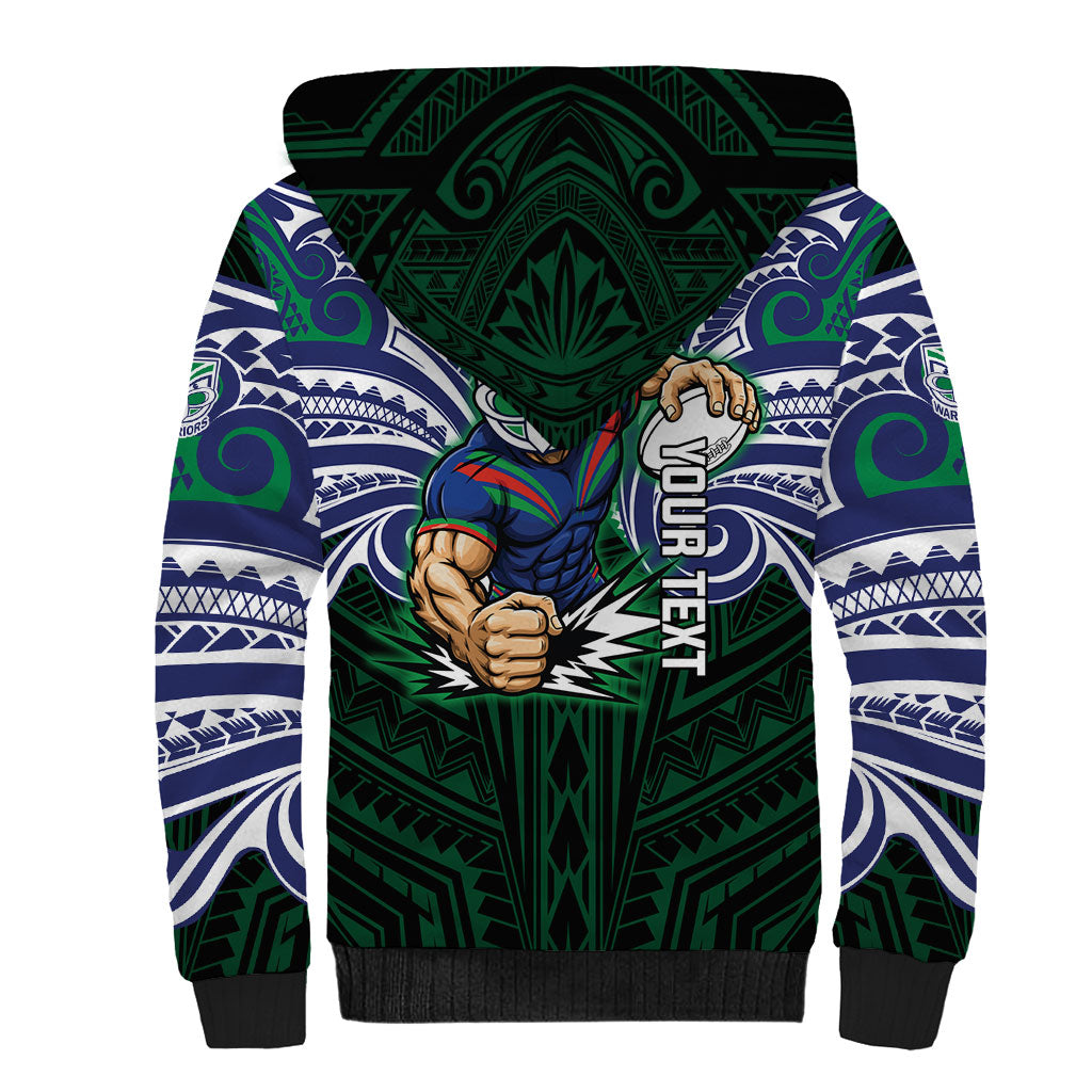 Custom New Zealand Warriors Sherpa Hoodie Maori Warrior Polynesia Islander Rugby Mascot