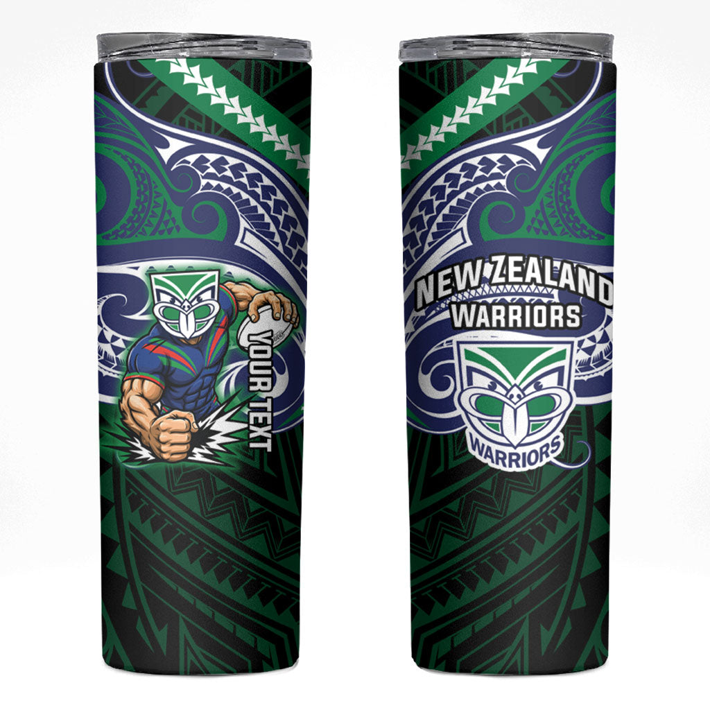Custom New Zealand Warriors Skinny Tumbler Maori Warrior Polynesia Islander Rugby Mascot