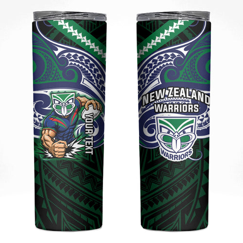 Custom New Zealand Warriors Skinny Tumbler Maori Warrior Polynesia Islander Rugby Mascot