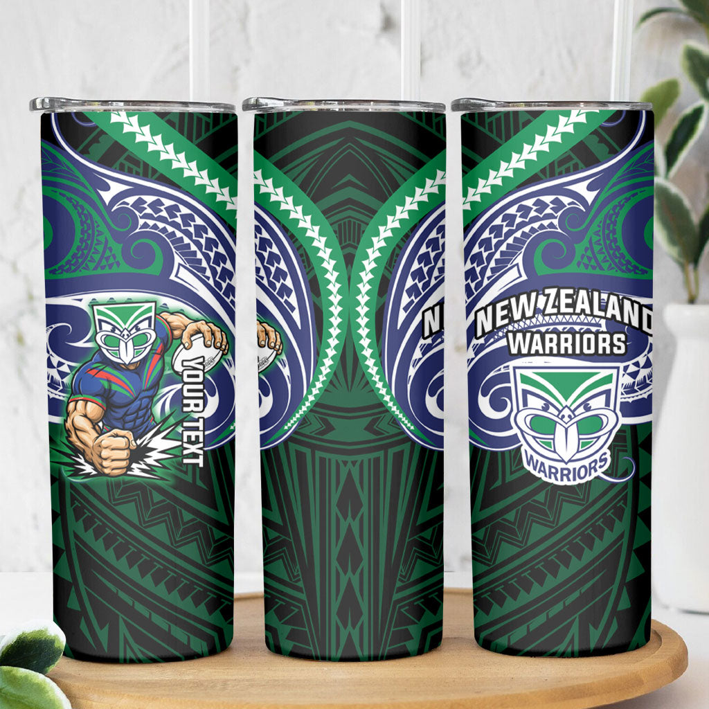 Custom New Zealand Warriors Skinny Tumbler Maori Warrior Polynesia Islander Rugby Mascot