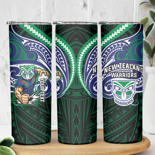 Custom New Zealand Warriors Skinny Tumbler Maori Warrior Polynesia Islander Rugby Mascot