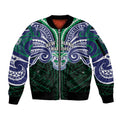 Custom New Zealand Warriors Sleeve Zip Bomber Jacket Maori Warrior Polynesia Islander Rugby Mascot