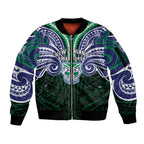 Custom New Zealand Warriors Sleeve Zip Bomber Jacket Maori Warrior Polynesia Islander Rugby Mascot