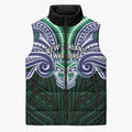 Custom New Zealand Warriors Sleeveless Puffer Jacket Maori Warrior Polynesia Islander Rugby Mascot