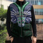 Custom New Zealand Warriors Sleeveless Puffer Jacket Maori Warrior Polynesia Islander Rugby Mascot