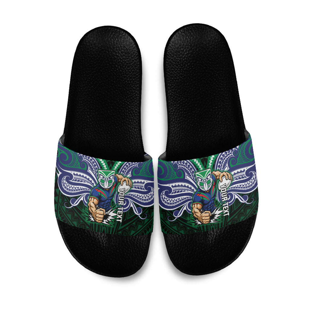 Custom New Zealand Warriors Slide Sandals Maori Warrior Polynesia Islander Rugby Mascot