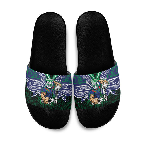 Custom New Zealand Warriors Slide Sandals Maori Warrior Polynesia Islander Rugby Mascot