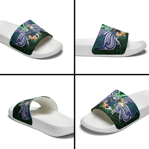 Custom New Zealand Warriors Slide Sandals Maori Warrior Polynesia Islander Rugby Mascot