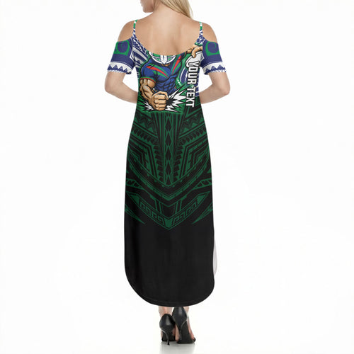 Custom New Zealand Warriors Summer Maxi Dress Maori Warrior Polynesia Islander Rugby Mascot