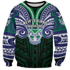 Custom New Zealand Warriors Sweatshirt Maori Warrior Polynesia Islander Rugby Mascot