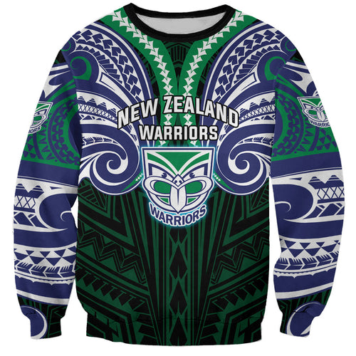 Custom New Zealand Warriors Sweatshirt Maori Warrior Polynesia Islander Rugby Mascot