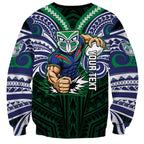 Custom New Zealand Warriors Sweatshirt Maori Warrior Polynesia Islander Rugby Mascot