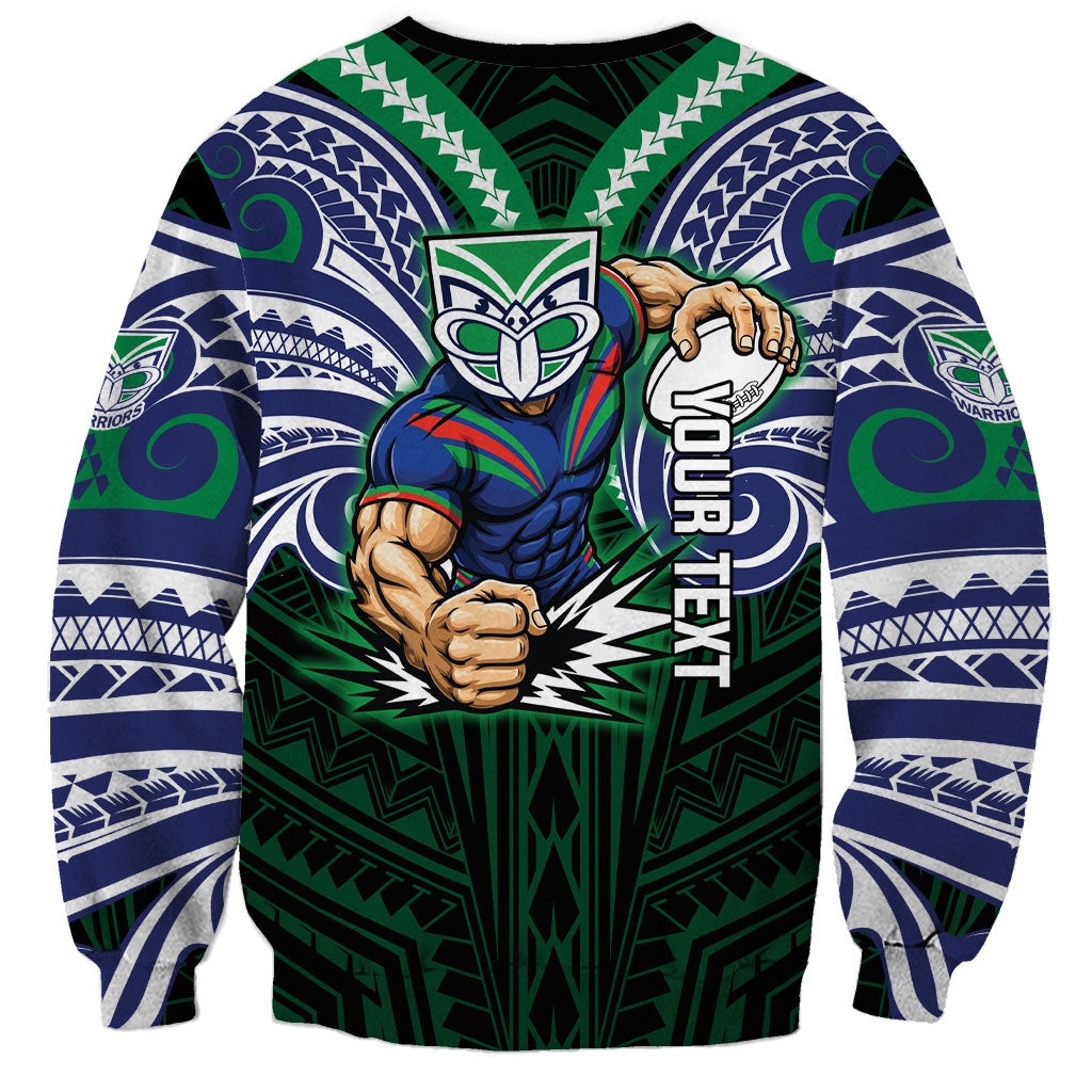 Custom New Zealand Warriors Sweatshirt Maori Warrior Polynesia Islander Rugby Mascot