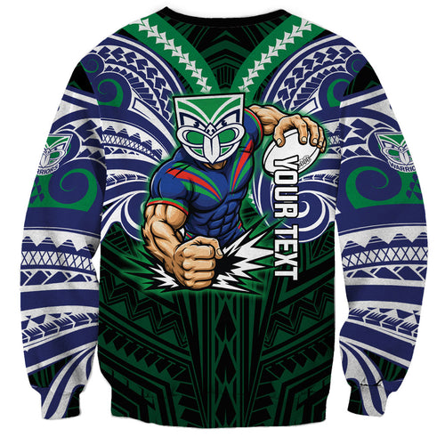 Custom New Zealand Warriors Sweatshirt Maori Warrior Polynesia Islander Rugby Mascot