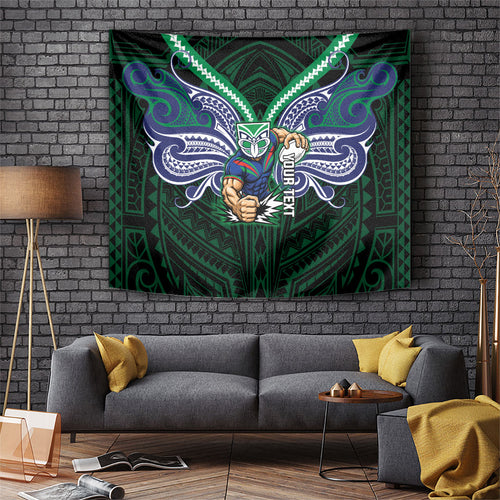 Custom New Zealand Warriors Tapestry Maori Warrior Polynesia Islander Rugby Mascot