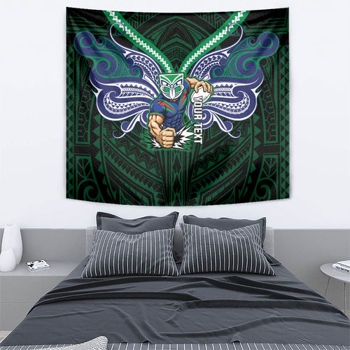 Custom New Zealand Warriors Tapestry Maori Warrior Polynesia Islander Rugby Mascot