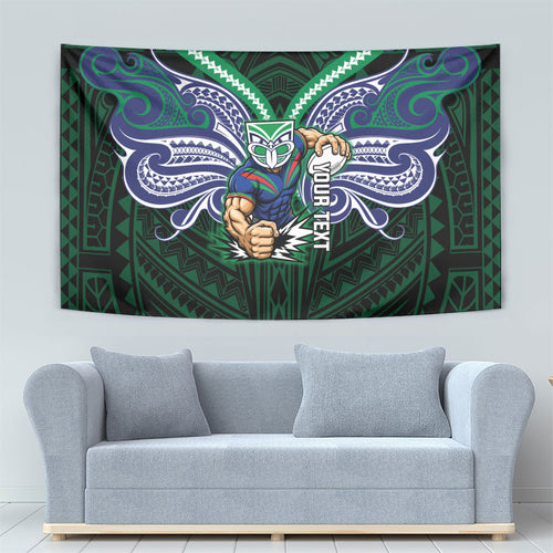 Custom New Zealand Warriors Tapestry Maori Warrior Polynesia Islander Rugby Mascot