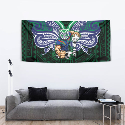Custom New Zealand Warriors Tapestry Maori Warrior Polynesia Islander Rugby Mascot