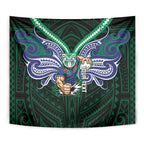 Custom New Zealand Warriors Tapestry Maori Warrior Polynesia Islander Rugby Mascot