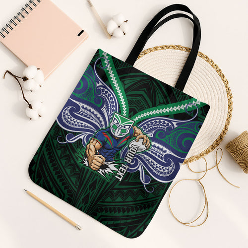 Custom New Zealand Warriors Tote Bag Maori Warrior Polynesia Islander Rugby Mascot