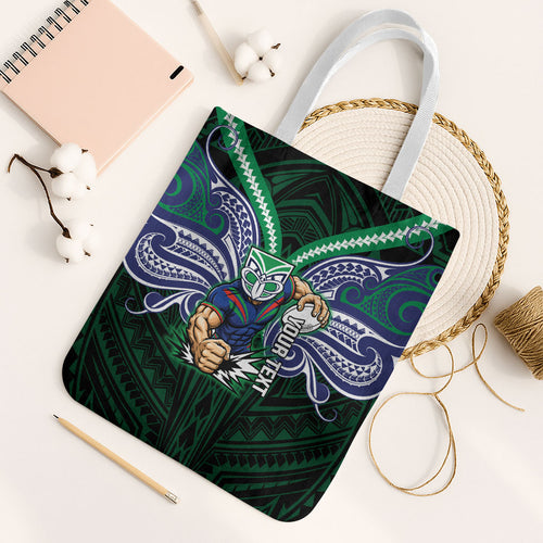 Custom New Zealand Warriors Tote Bag Maori Warrior Polynesia Islander Rugby Mascot