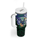 Custom New Zealand Warriors Tumbler With Handle Maori Warrior Polynesia Islander Rugby Mascot