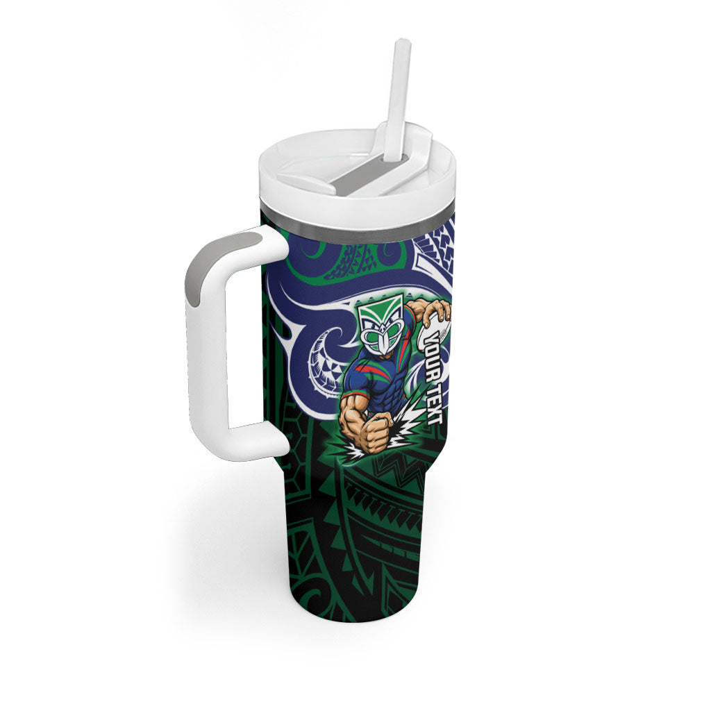 Custom New Zealand Warriors Tumbler With Handle Maori Warrior Polynesia Islander Rugby Mascot