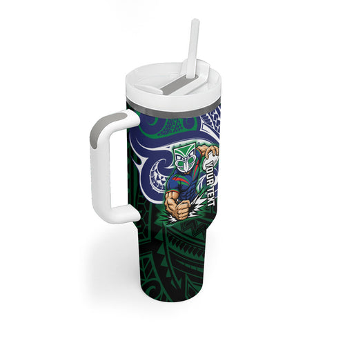 Custom New Zealand Warriors Tumbler With Handle Maori Warrior Polynesia Islander Rugby Mascot