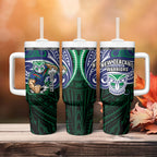 Custom New Zealand Warriors Tumbler With Handle Maori Warrior Polynesia Islander Rugby Mascot