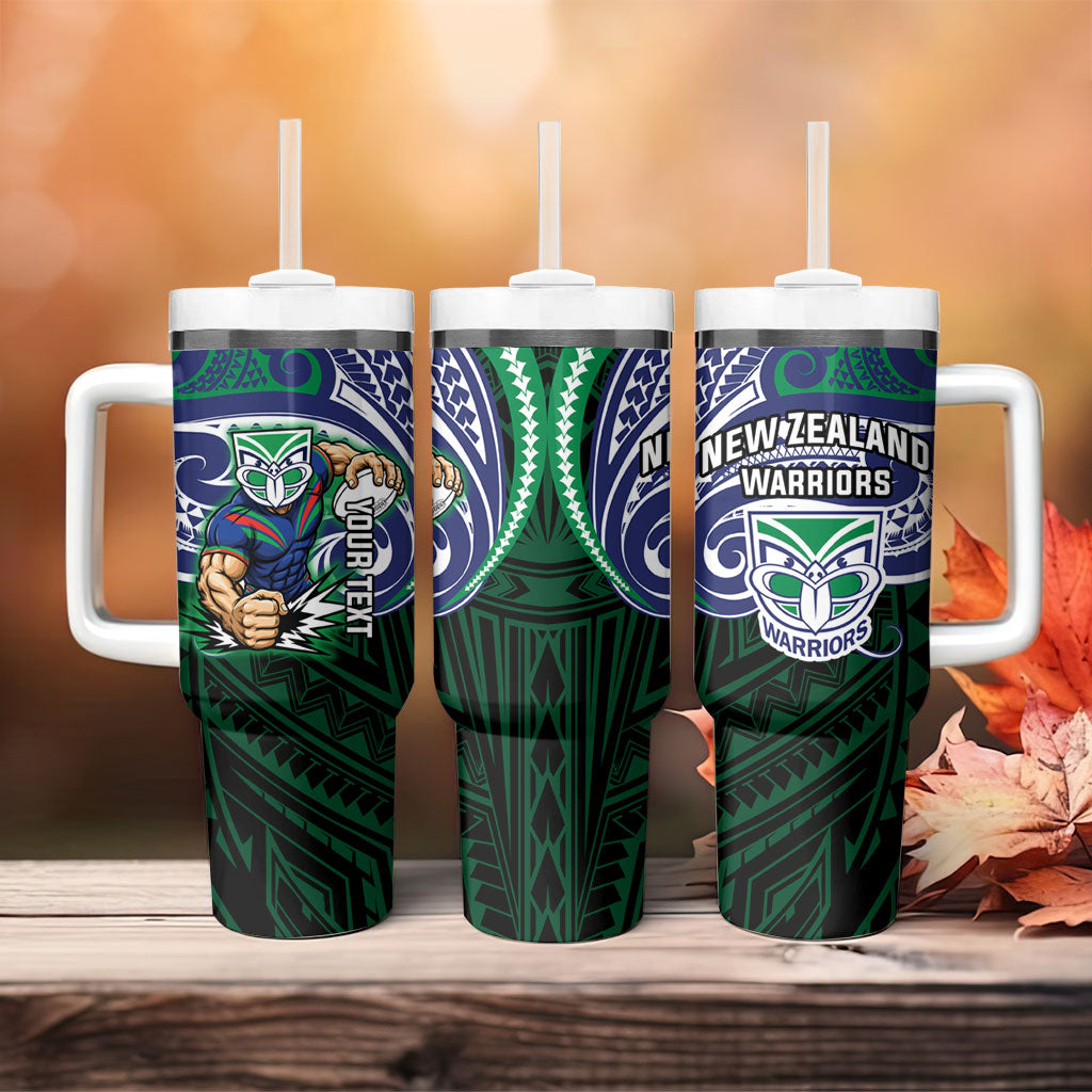 Custom New Zealand Warriors Tumbler With Handle Maori Warrior Polynesia Islander Rugby Mascot