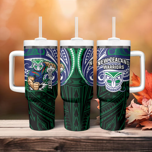 Custom New Zealand Warriors Tumbler With Handle Maori Warrior Polynesia Islander Rugby Mascot