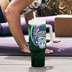 Custom New Zealand Warriors Tumbler With Handle Maori Warrior Polynesia Islander Rugby Mascot