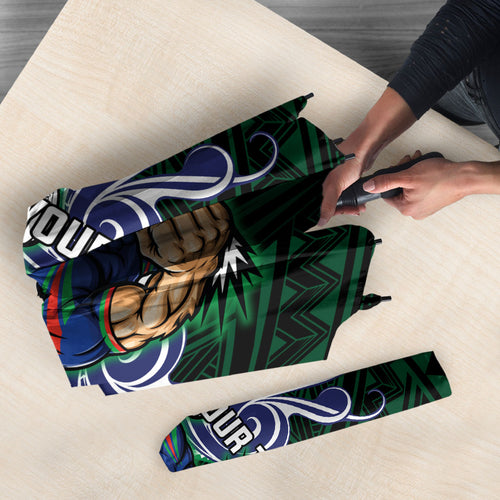 Custom New Zealand Warriors Umbrella Maori Warrior Polynesia Islander Rugby Mascot