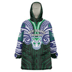 Custom New Zealand Warriors Wearable Blanket Hoodie Maori Warrior Polynesia Islander Rugby Mascot