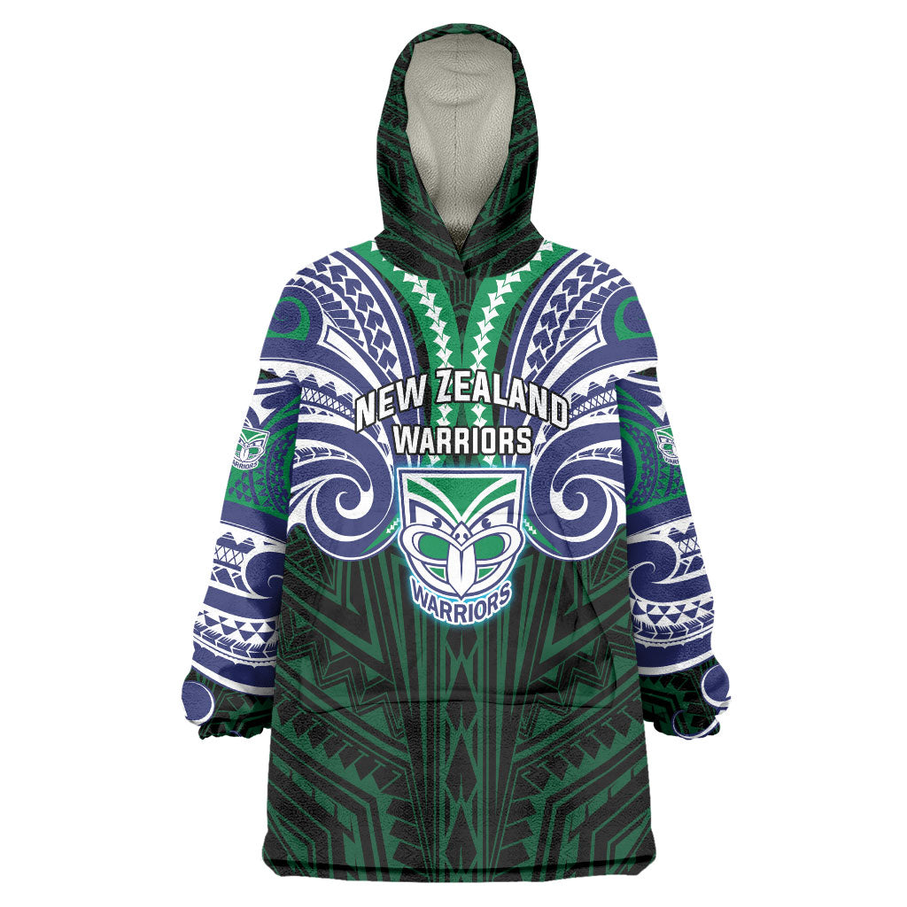 Custom New Zealand Warriors Wearable Blanket Hoodie Maori Warrior Polynesia Islander Rugby Mascot