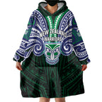 Custom New Zealand Warriors Wearable Blanket Hoodie Maori Warrior Polynesia Islander Rugby Mascot