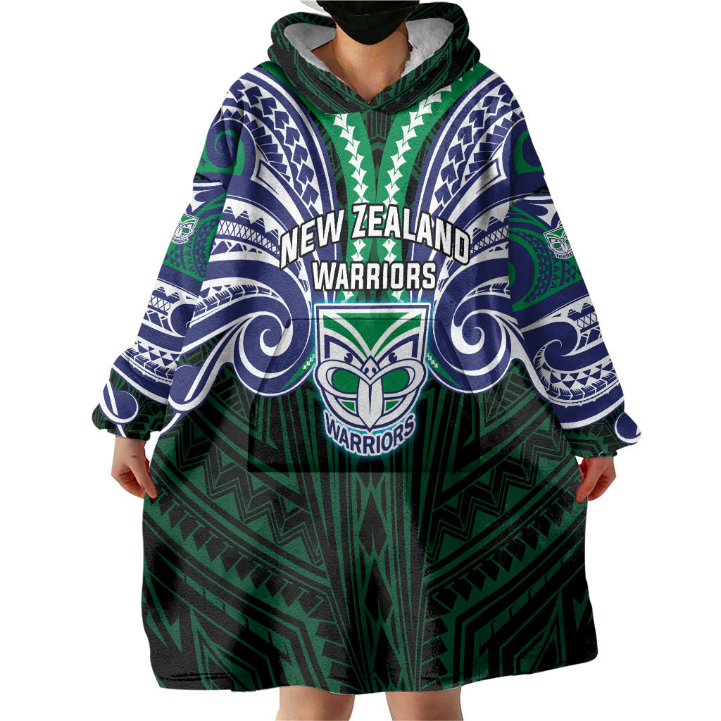 Custom New Zealand Warriors Wearable Blanket Hoodie Maori Warrior Polynesia Islander Rugby Mascot