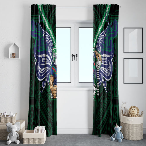 Custom New Zealand Warriors Window Curtain Maori Warrior Polynesia Islander Rugby Mascot