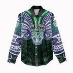 Custom New Zealand Warriors Women Casual Shirt Maori Warrior Polynesia Islander Rugby Mascot