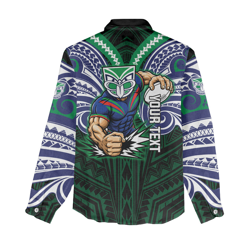 Custom New Zealand Warriors Women Casual Shirt Maori Warrior Polynesia Islander Rugby Mascot