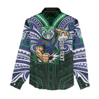 Custom New Zealand Warriors Women Casual Shirt Maori Warrior Polynesia Islander Rugby Mascot