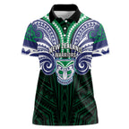 Custom New Zealand Warriors Women Polo Shirt Maori Warrior Polynesia Islander Rugby Mascot