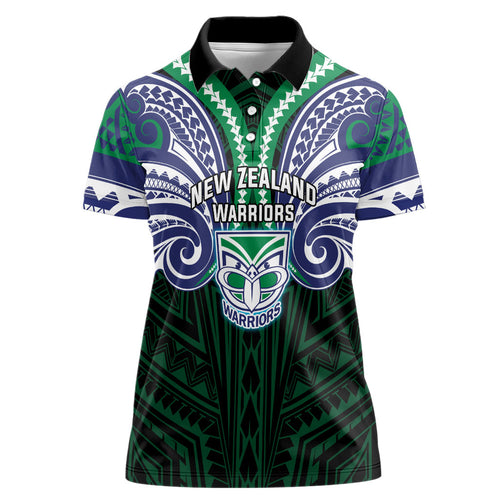 Custom New Zealand Warriors Women Polo Shirt Maori Warrior Polynesia Islander Rugby Mascot