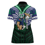 Custom New Zealand Warriors Women Polo Shirt Maori Warrior Polynesia Islander Rugby Mascot