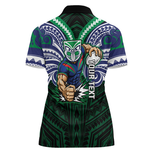 Custom New Zealand Warriors Women Polo Shirt Maori Warrior Polynesia Islander Rugby Mascot