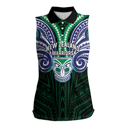 Custom New Zealand Warriors Women Sleeveless Polo Shirt Maori Warrior Polynesia Islander Rugby Mascot