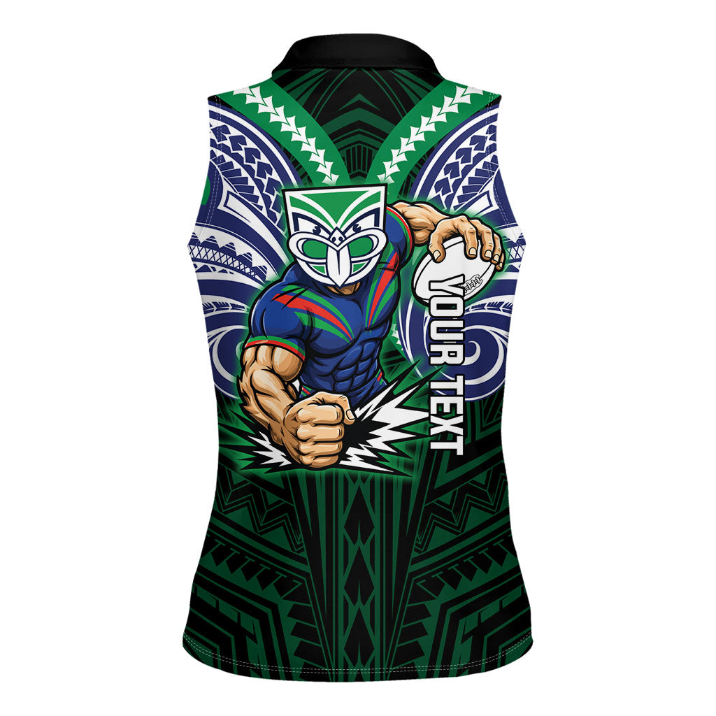 Custom New Zealand Warriors Women Sleeveless Polo Shirt Maori Warrior Polynesia Islander Rugby Mascot