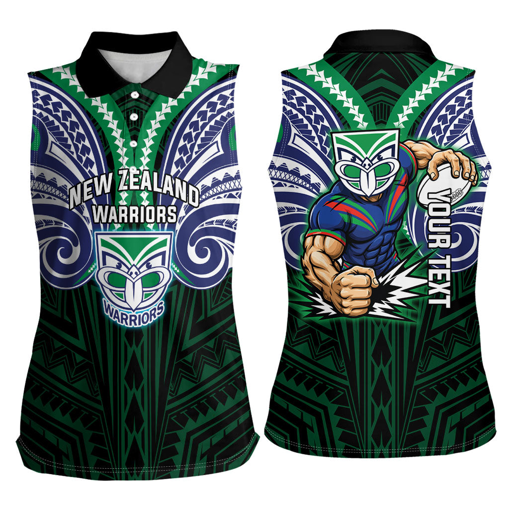 Custom New Zealand Warriors Women Sleeveless Polo Shirt Maori Warrior Polynesia Islander Rugby Mascot